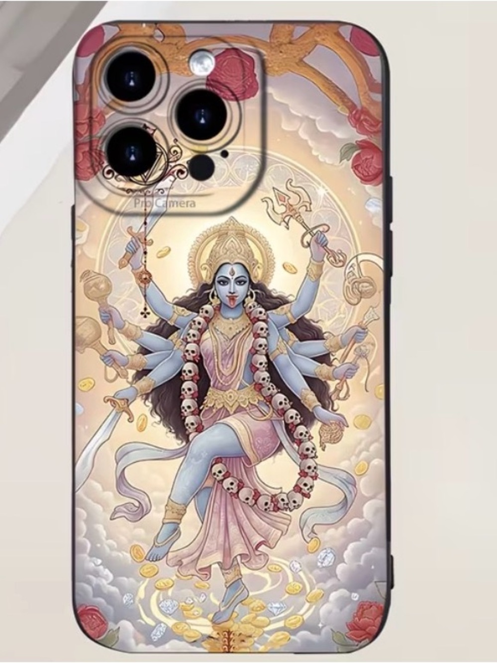Decorative Kali Goddess Floral Phone Case - Pink & Gold